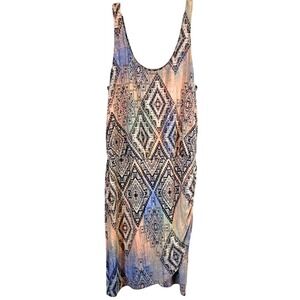 Tart Tank Dress Faux Wrap Aztec Overlay Small Summer Party Geometric Knee-length